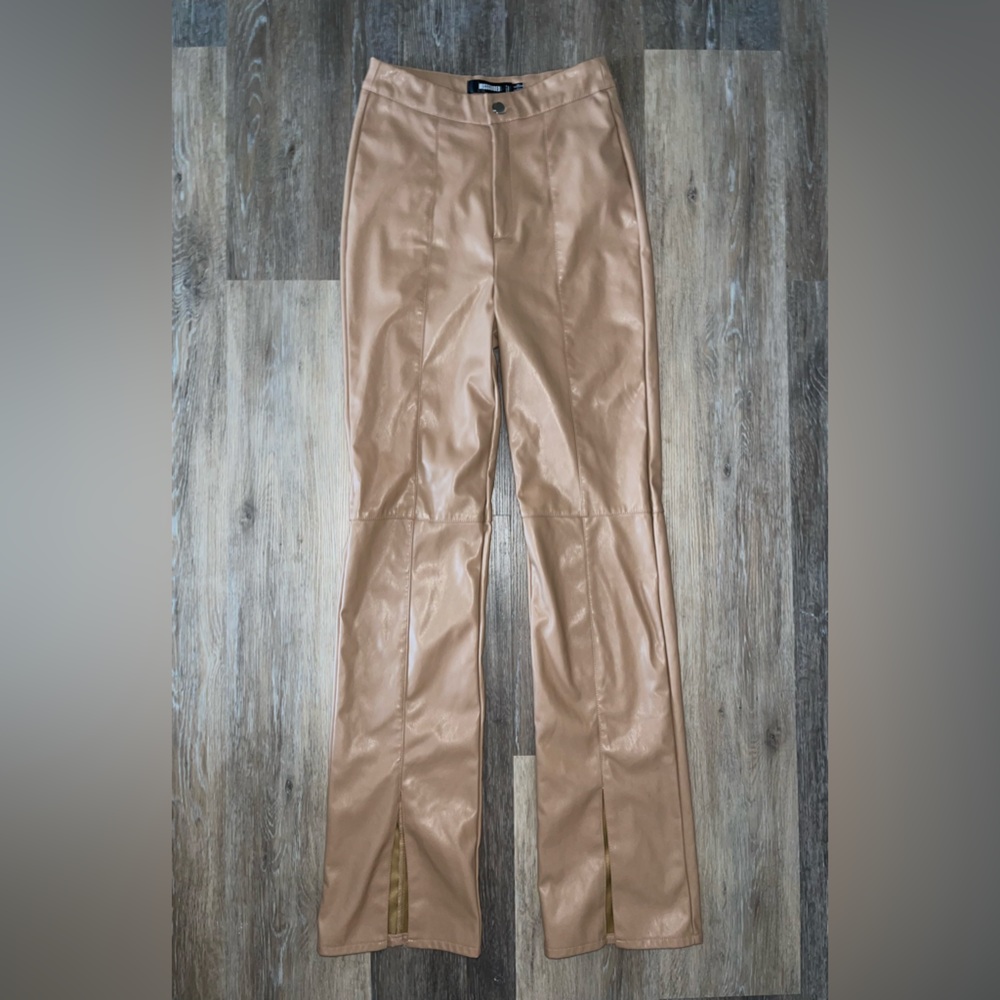 *2/$20* Misguided Split Front Straight Leg Faux Leather Trouser. Size 4
